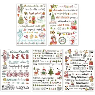 OUDQFCJ 5 Stück Kerzentattoos Weihnachten, Kerzen Sticker, Wasserschiebefolie Kerzen, Sprüche zum Verschenken, für Kerzen/Keramik