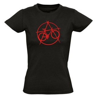 Baddery Print-Shirt Fahrrad T-Shirt : Anarchy Bike - Sport Tshirts Damen, hochwertiger Siebdruck schwarz XXL