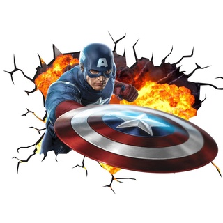 Marvel Avengers Captain America V001 Wall Crack Wall Smash Wandtattoo, selbstklebend, Größe 1000 mm breit x 600 mm tief (groß)