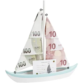 HENGBIRD Geldgeschenk Hochzeit Segelschiff Aus Holz,Geldgeschenk Zur Hochzeit mit Karte und Kordel Kreative Maritime Deko für Hochzeit, Abschied, Einzug & Geburtstag