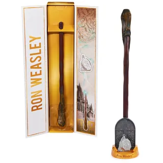 Spin Master Wizarding World Harry Potter - Authentischer Ron Weasley Zauberstab aus Kunststoff mit Hogwarts-Halterung