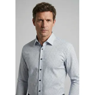 Olymp Langarmhemd "Luxor", Herren, Gr. 43, N-Gr, weiß, Web, Obermaterial: 100% Baumwolle, 2-Knopf-Manschette, Hemden, graphisches Muster, modern fit, Businesshemd, New-Kentkragen