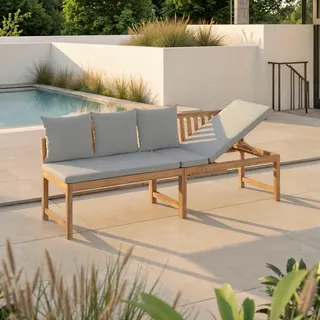 Gartenbank Junoa Grau Akazie/Outdoorstoff