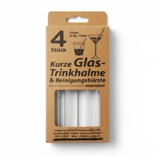 None Glas-Trinkhalme kurz 5 St. Weiß