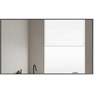 Boromal Spiegel groß Flur 100x60 60x100 Wand Schwarz Flurspiegel mit Aluminium Rahmen (Wandspiegel, eckig), für Schlafzimmer, Wohnzimmer, Badezimmer, Flur schwarz 100 cm x 60 cm