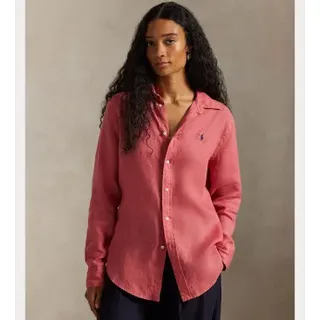 Polo Ralph Lauren für Damen. 211970730505 Classic Fit Leinenhemd rot (XS), Lässig, Rosa, Langarm