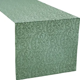 Erwin Müller Tischwäsche, Tischläufer Uni, Serie Hamm Salbei Größe 40x130 cm - mit hochwertigem Kuvertsaum und Fleckschutz ausgerüstet