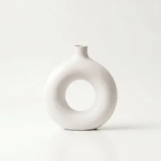 Runde, Dekorative Vase Mit Loch, Weiß, Für Blumen, Minimalistisch