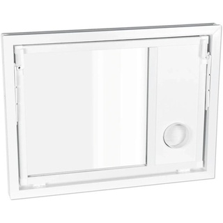WOLFA Mehrzweck Kipp-Fenster PLUS Kunststoff weiß 600x600 mm mit Einfachglas und Wäschetrockneranschluss