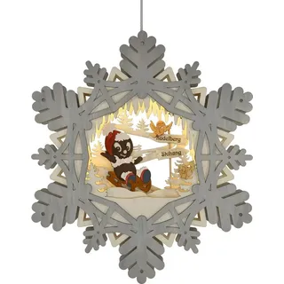 RATAGS LED Fensterbild Fensterbild, Pitti am Rodelberg, LED-Beleuchtung, 36 cm, LED fest integriert, Handarbeit aus dem Erzgebirge