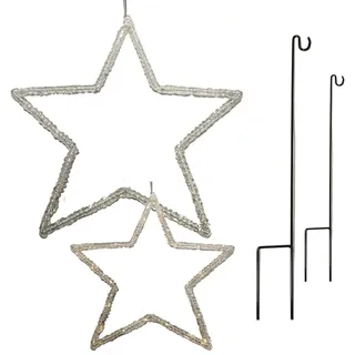 DbKW Große LED Acryl Outdoor Sterne, Timer, Batteriebetrieb, stehend/hängend Ø 40/57 cm Partybeleuchtung Gartendekoration Hochzeit Feier