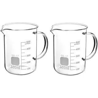 LuxusKollektion Messbecher Messbecher Borosilikatglas 500 ml transparent Skala Lab Qualität beige