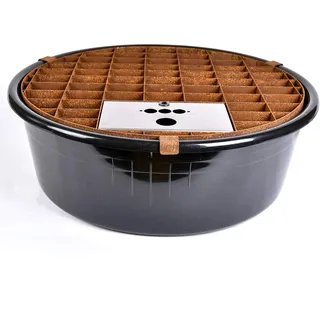 Köhko Abdeckgitter-Set aus Cortenstahl mit PE-Becken Ø 55 cm (45 Liter) für Wasserspiel Springbrunnen
