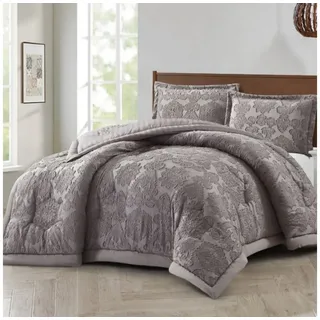 alesvelt Tagesdecke Set Sara Überwurf Decke 3-Teilig 240X260 CM 2 Personen Weiss braun