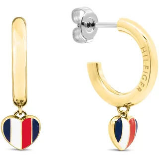Tommy Hilfiger Damen-Ohrringe mit Herzanhänger, goldfarben