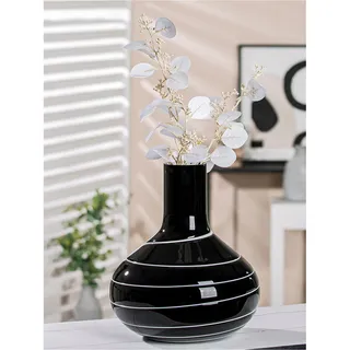 Gilde Blumenvase Schwarz/Weiß 28 cm