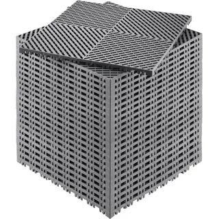 Vevor ineinandergreifende Drainagematte, 15,7 x 15,7 Zoll, modulares ineinandergreifendes Kissen, 24-teiliges Spleiß-Drainagematten, rutschfeste graue PP-Abflussbodenfliesen und Duschmatten für Garage, Garten... - Grau