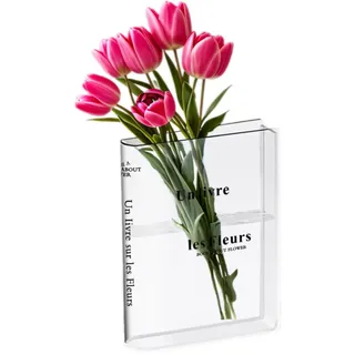 HINPOKAY Buchvase,Book Vase,Transparente BüChervase,Klare Buch Vase,Blumenvase Buch,Vase Buchform, Vase Aesthetic,Buchvase FüR Blumen Schlafzimmer Tischdeko Wohnzimmer BüRo