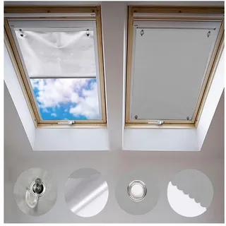 Johgee Dachfenster Rollo Thermo Sonnenschutz 96x120cm, Grau Vorhänge