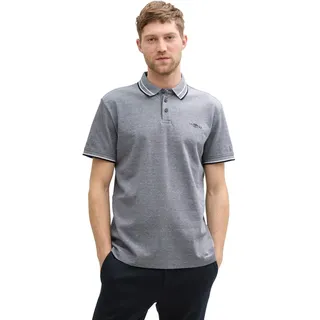 Tom Tailor Print Kurzarm-poloshirt - Navy White Two Tone Pique - S