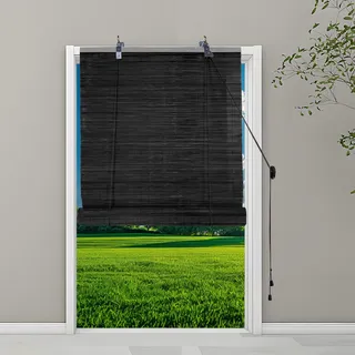 Bambusrollo Aussenbereich 50x220cm, Breit Bambus Raffrollo Atmungsaktives außenrollos Bambus Anpassbar für Innen Fensterrahmen, A-4