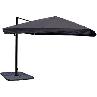 Décoshop26 - Freiarm-Sonnenschirm 3×4 m (5 m) – Anthrazitfarbenes Polyester-Dach – Aluminium-/Stahlgestell – Mit drehbarem Fuß – 04_0007955