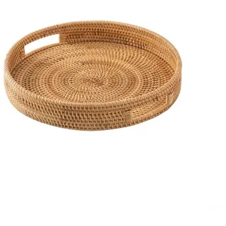 Rattan-Tablett zum Servieren und Ausstellen in Wohnküchen, Wohnzimmer, Esszimmer oder Veranstaltungen im Freien (25 cm)