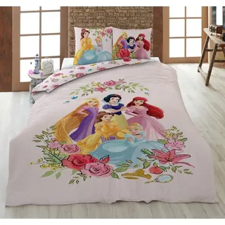 KK Shopping Kinderbettwäsche Disney Princess Mädchen Bettwäsche 135 x 200cm 100% Baumwolle, 2 teilig, Langlebig rosa