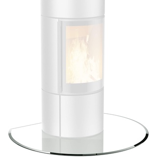 BIJON Glasplatte Kreisabschnitt für Kaminofen mit Dichtlippe, Glasbodenplatte - Funkenschutzplatte Glas mit Facettenschliff, Kamin Hitzeschutz, ESG Sicherheitsglas 95 x 110 cm x 6mm