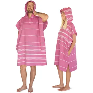 LeStoff Badeponcho - 100% Bio-Baumwolle - Leicht, Saugstark, Schnelltrocknend, Strandponcho Kapuze, Handtuchponcho, Surfponcho, Umkleideumhang, Handtuchkleid, Duschponcho, Umziehponcho (Fuchsia, M)