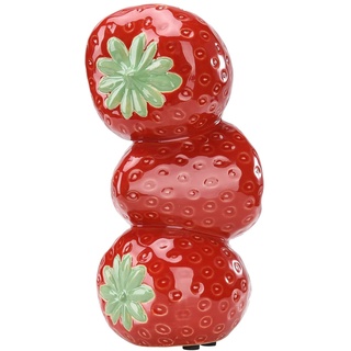 MOTUZP Erdbeervase für Blumen, Dekorative Erdbeer-Keramikvase, Kreatives Obst-Erdbeer-Blumenarrangement für Wohnzimmer-Dekoration, Zuhause, Hochzeitsdekoration(Rot)