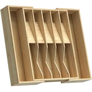 WELL WENG Besteckkasten für Schubladen,Verstellbarer Besteckhalter | 42,5x50.8x6.5cm, 12 Fächern, Bestecktablett mit V-förmiger Rille und rutschfesten Blöcken, Aufbewahrung für Besteck