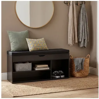 FineBuy Schuhbank 104 x 51 x 32 cm schwarz / schwarz