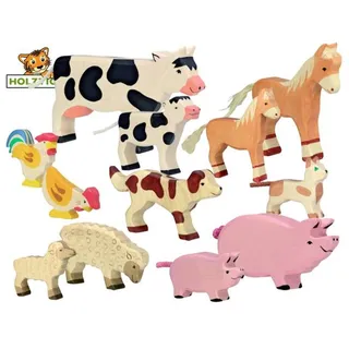 Holztiger Spielfigur handgearbeitete Bauernhoftiere versch. Varianten • Made in Europa, (1-tlg) Maus 5,2 x 2,3 x 2,7 cm