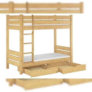 Erst-Holz Etagenbett für Erwachsene 90x200 teilbar 2 Rollroste 2 Matratzen Bettkasten 60.16-09 T100MS2