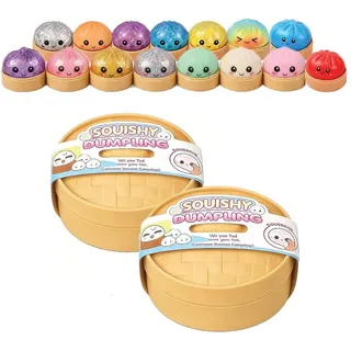 Dumpling Squishy Mystery mit Dampfgarer-Box, 1er - 2er, 9,5cm Durchmesser, Anti Stress Spielzeug zum Quetschen, weiches Squeeze Toy, zufällige Variante, Geschenkidee für Kinder und Erwachsene (3)