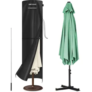 SIMPHAUS Schirmabdeckung Wetterfest 3m Ampelschirm Hülle mit Stab | Abdeckhauben für Sonnenschirme Wasserdicht Sonnenschutzhülle UV-Beständiges 420D Oxford Fabric 250x65/65cm