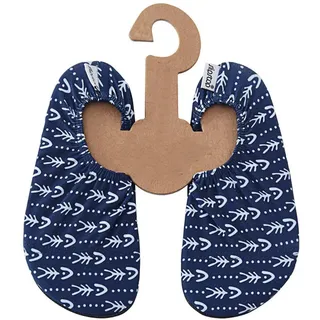 Slipstop Kinder Strandschuhe Anti Rutsch Ballett Schuhe Schwimmschuhe Urlaub Badeschuhe Yoga Pool Fischbone Junior für Jungs dunkelblau/weiß, Größe 18-20 - 18/20 EU