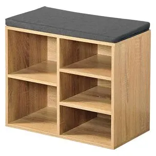 KESPER Schuhschrank 51,5 x 48 x 29,5 cm Eiche-Sonoma braun/grau mit Sitzkissen