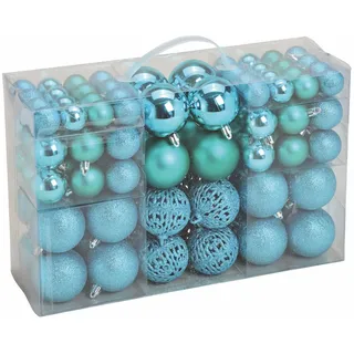 Spetebo Christbaumkugeln im 100er Set - 3 Farben wählbar - Material: Kunststoff (türkis)