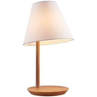 Lucande Tischlampe 'Jinda' (Skandinavisch) in Weiß aus Textil u.a. für Wohnzimmer & Esszimmer (1 flammig, E27) - Tischleuchte, Schreibtischlampe, Nachttischlampe, Wohnzimmerlampe
