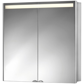 Spiegelschrank JOKEY "ALUwave" Schränke Gr. B/H/T: 66,6 cm x 68 cm x 16 cm, 2 St., grau (aluminium) Spiegelschrank Spiegelschränke mit Beleuchtung Schränke alu, 66,6 cm Breite