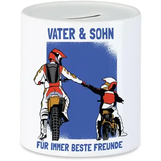 Hey!Print Vater und Sohn Spardose Beste Freunde Papa Motocross Geschenk Motorrad Dirt Bike Vatertag