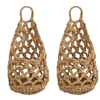 Generisch Makramee Pflanzenhänger, 2 Stück 32x16 cm Pflanzenampel Hängend, Boho Balkon Deko, Makramee Hängeampel Mit Haken, Hängepflanzen Pot Für Wohnzimmer, Küche, Tür, Büro, Hotel, Bauernhaus