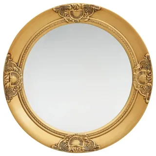 vidaXL Wandspiegel im Barock-Stil Antik mit Montagehaken Hängespiegel Dekospiegel Badspiegel Spiegel Flurspiegel Garderobe Rund 50cm Golden