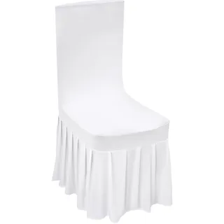 Qussse 20 Stück Weiß Stuhlhussen, Stretch Stuhlhussen Bankett Stuhlbezug Rock Stretch Weiß Stuhlbezüge Universell Stuhlhussen für Hochzeiten und Party Dekoration