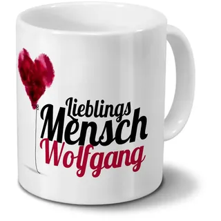 printplanet Tasse mit Namen Wolfgang - Motiv Lieblingsmensch - Namenstasse, Kaffeebecher, Mug, Becher, Kaffeetasse - Farbe Weiß