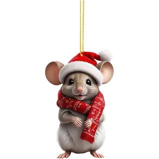 Weihnachtsmäuse Deko Acryl Weihnachtsschmuck Mäuse Weihnachtsdeko Christmas Decorations Mäuse Weihnachten Baumschmuck Weihnachtsdekoration für Zuhause, Auto Lustige Weihnachtsbaum Dekoration