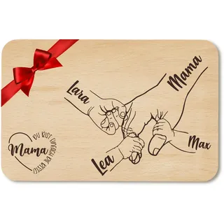 Frühstücksbrettchen mit Wunschgravur Mama - Muttertagsgeschenk personalisiert - Muttertag Geschenk - Geschenk für Mama - Brettchen Holz Beste Mama (Mama + 3)