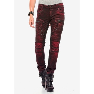 Cipo & Baxx Bequeme Jeans mit ausgefallenem Nietenbesatz in Slim Fit rot 26